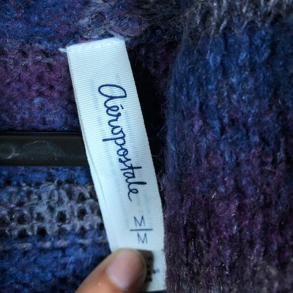 Aeropostale Womens Sweater Multicolored Open Front Cardigan Wool Blend Medium - Picture 6 of 12